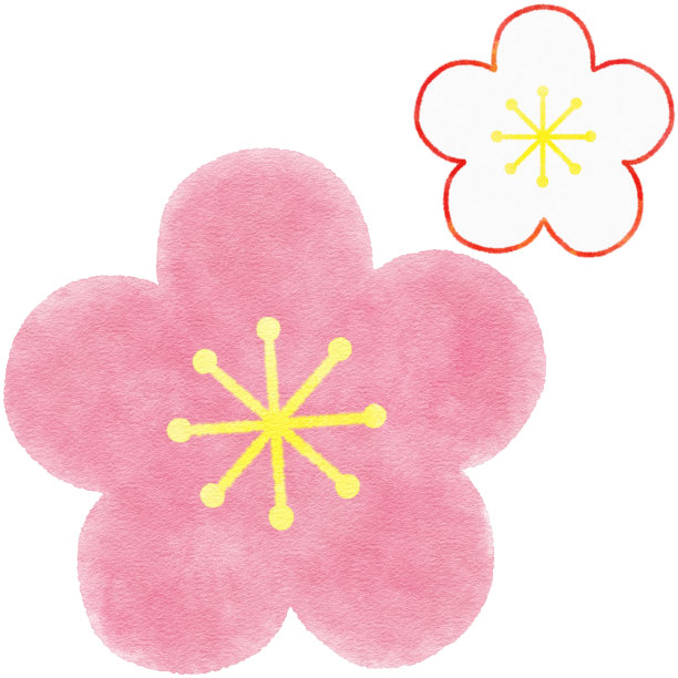 梅花花剪纸水彩画图片下载
