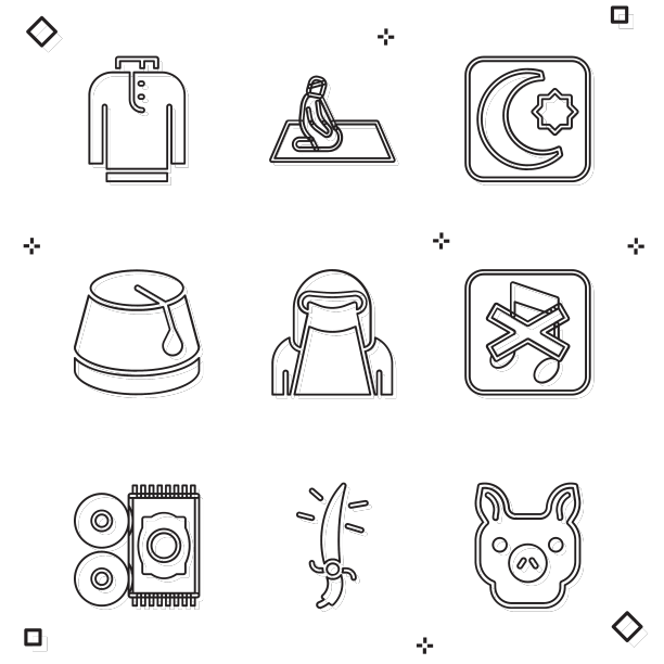 集衬衫kurta穆斯林男子祈祷明星和图片下载