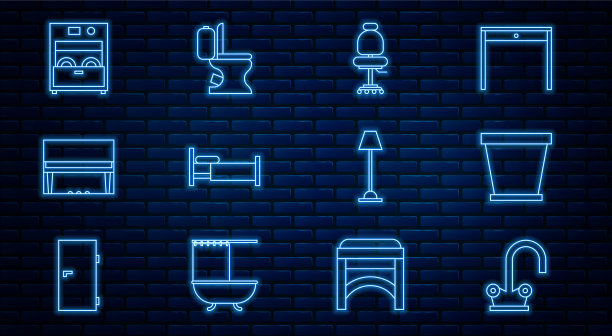 设线水龙头、花盆、办公椅、床图片下载