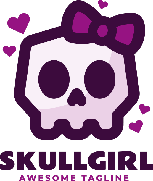 Logo骷髅女孩简约的吉祥物风格图片下载