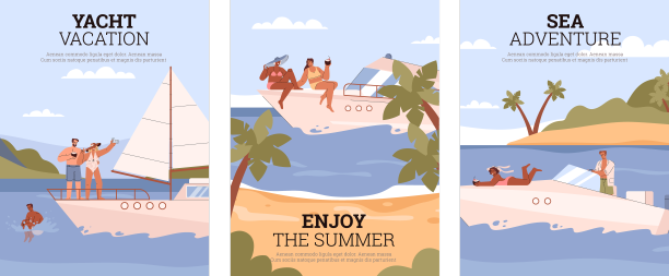 一套暑假海报，人们在航海图片下载