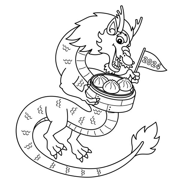 龙年抱着饺子孤立图片下载