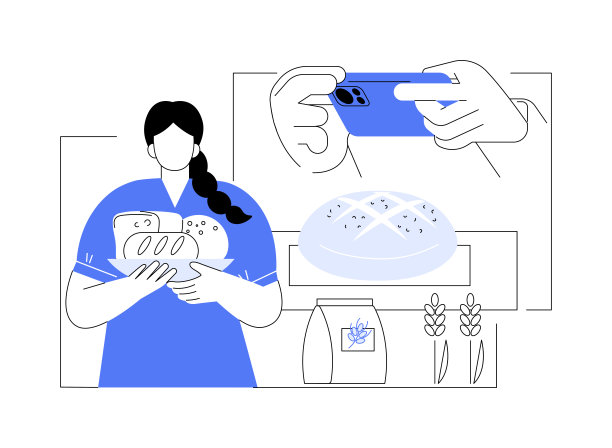 烘烤新鲜面包孤立的卡通矢量插图。图片下载