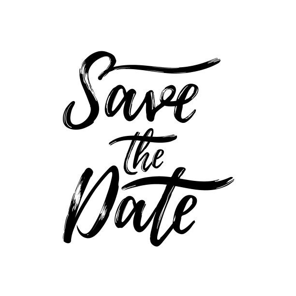 保存日期黑色文字书法矢量字母婚礼爱卡图片下载