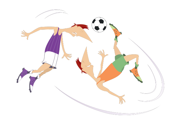 两个足球运动员争球图片下载