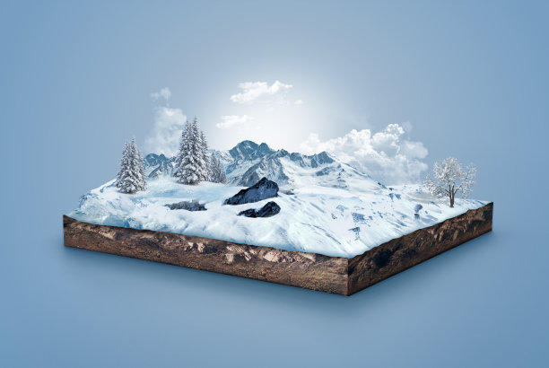 2.5D雪景等距切片图片下载