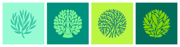树。创意矢量标志模板或视觉标志，为园艺艺术家或景观建筑设计工作室图片下载