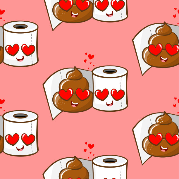 情人节快乐图案，有趣的便便和卫生纸图片下载