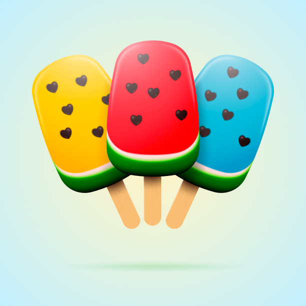 西瓜冰棒冰淇淋鲜亮多汁。图片下载