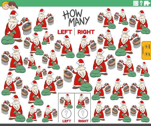 左数右数卡通圣诞老人的照片图片下载