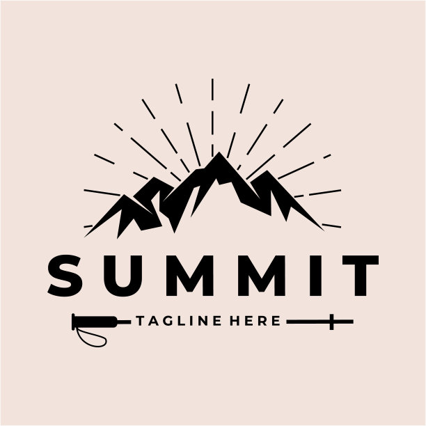 山峰峰顶标志设计。户外徒步探险偶像图片下载