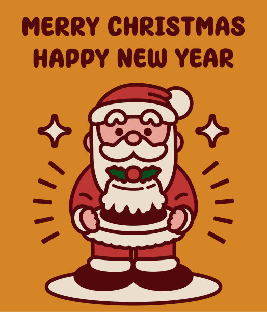 可爱的圣诞老人拿着圣诞布丁祝你圣诞快乐，新年快乐图片下载