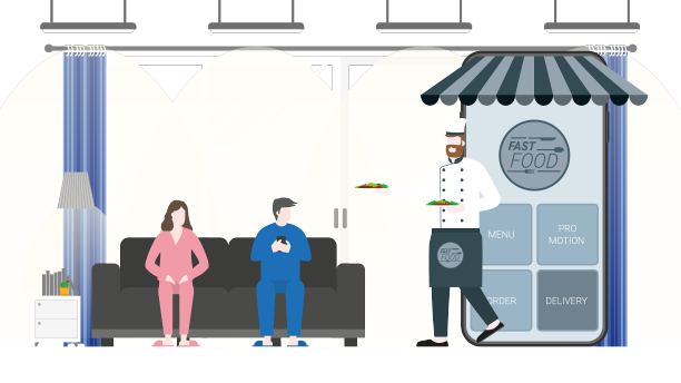 在线餐饮和速递概念厨师图片下载