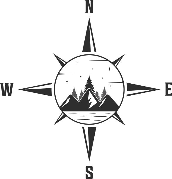 指南针山标志复古模板图标图片下载