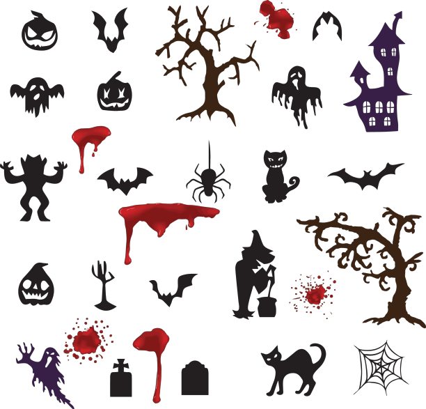 万圣节图标设置在黑色图片下载