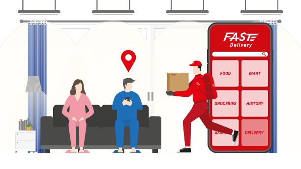 快递员与包裹箱配合快速快递图片下载