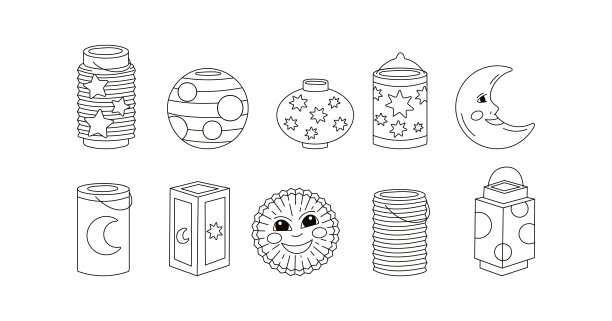 圣马丁节的一套不同的灯笼。欧洲的拉丁传统图片下载