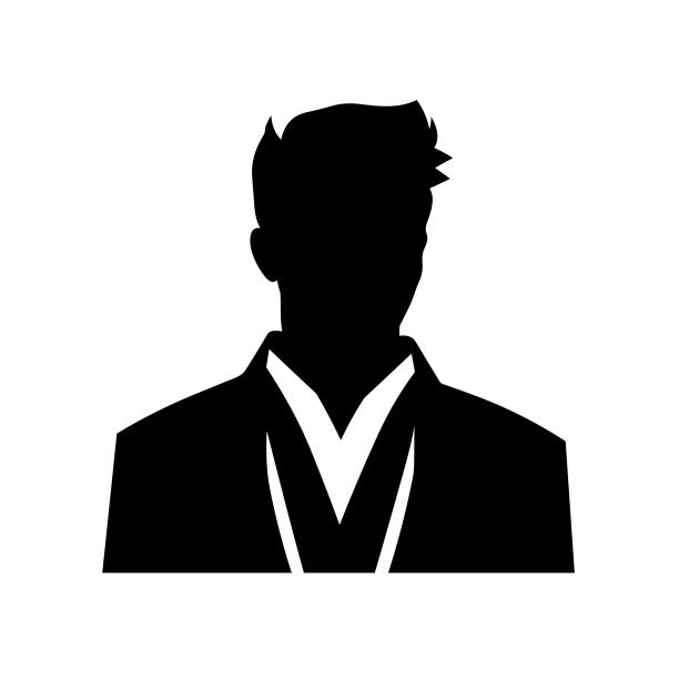 男人的面部表情与激情的情绪，简单的平面黑白图标剪影，肖像艺术剪影设计。图片下载