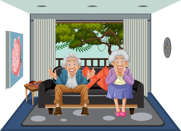 兴奋的祖父母在舒适中享受假期图片下载