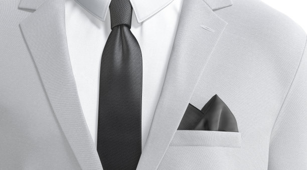 空白黑色折叠口袋方经典西装模型，侧面视图图片下载