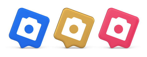 照片视频摄像机多媒体内容创建按钮光学镜头变焦装置三维语音气泡图标图片下载