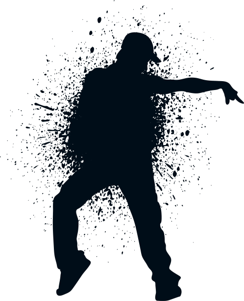 街舞姿势飞溅油漆剪影图片下载
