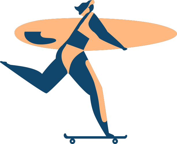 冲浪女子冲浪板滑板细节图片下载