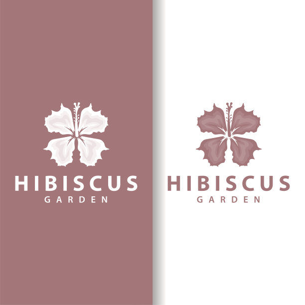 芙蓉标志简洁清新的自然花卉设计园林植物插画图片下载