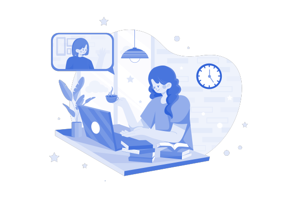 喝着咖啡在平板电脑上开会的女士图片下载