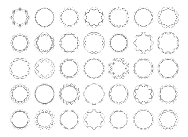 扭曲的圆形书法框架设置抽象图片下载