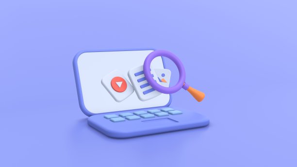 3d渲染文件传输文件夹文件，搜索笔记本电脑视频和图像图片，研究文件系统。放大3d图标业务找到媒体上的笔记本电脑。3d查找图标渲染图片下载