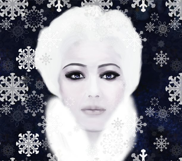 一个年轻女子以冰雪女王的形象描绘的美丽肖像图片下载