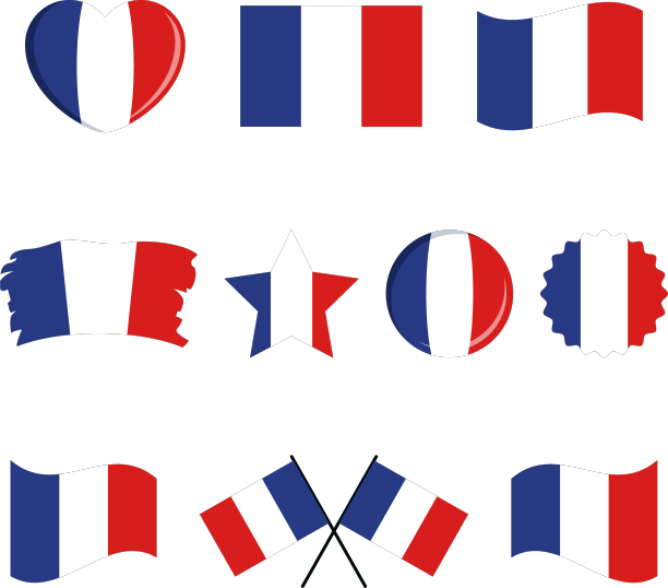 法国国旗图标设置在灰色背景上图片下载