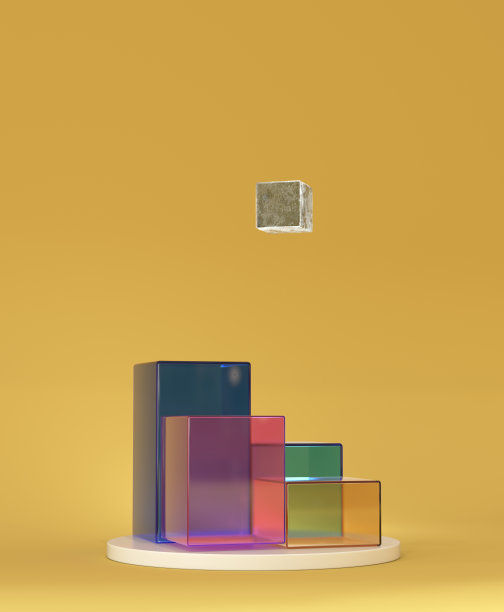 讲台背景上的概念抽象透明立方体图片下载