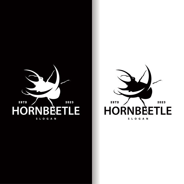 甲虫标志设计简单的剪影昆虫动物插图模板矢量图片下载