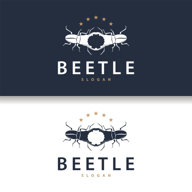 甲虫标志设计简单的剪影昆虫动物插图模板矢量图片下载
