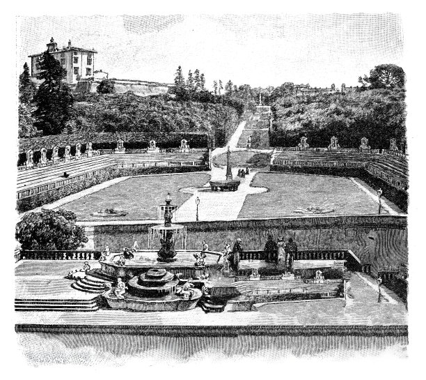佛罗伦萨皮蒂宫的Giardino Boboli。圆形露天剧场图片下载