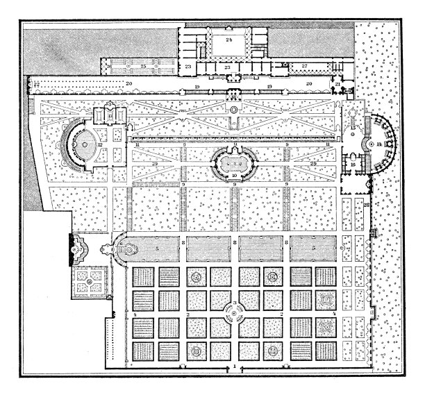罗马附近蒂沃利的埃斯特别墅平面图图片下载