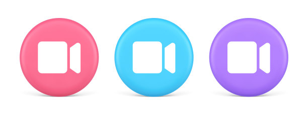 相机照片视频拍摄多媒体内容创建按钮3d逼真的圆形图标图片下载