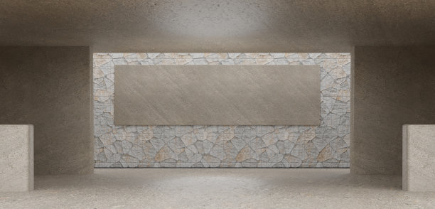 水泥地面水泥墙背景仓库场景现代技术室水泥地面三维插画背景图片下载