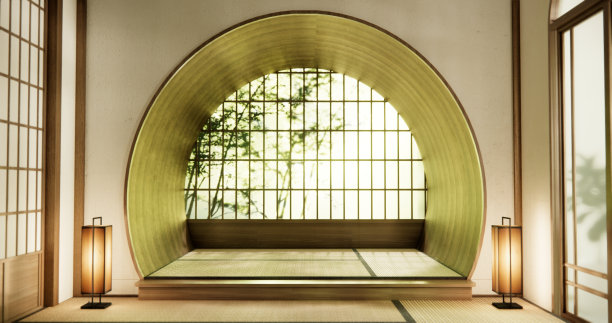 室内，空房间和榻榻米地板房间现代风格。图片下载