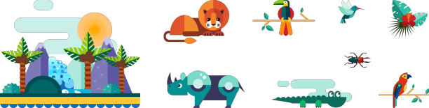 非洲动物几何平面图标为野生南方图片下载