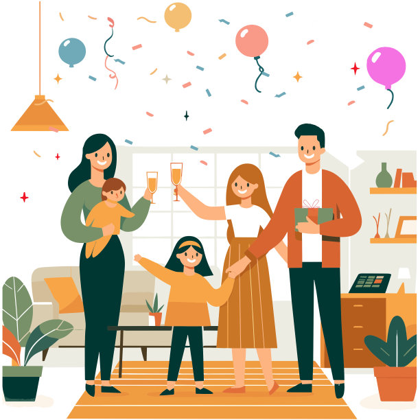 情侣庆祝节日，人们装饰家园，冬天的庆祝活动，新年快乐的夜晚，孤立的卡通矢量插图图片下载