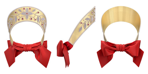 俄罗斯民族头饰kokoshnik。三角度孤立装饰。3 d渲染。图片下载