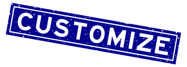 Grunge蓝色定制字方橡胶印章白色背景图片下载