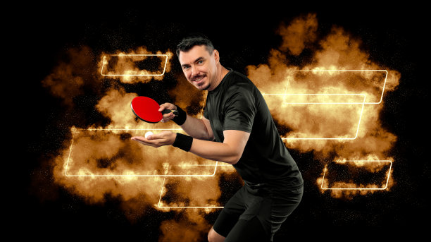 乒乓球运动员封面。乒乓球。下载一张乒乓球运动员的照片，用于网球拍的包装设计。图像网球盒模板。图片下载