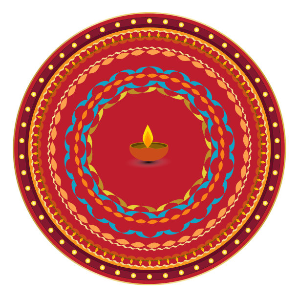 五颜六色的节日庆祝油灯圆形节日庆祝主题。墙纸背景。矢量图图片下载