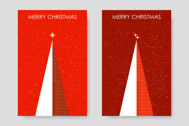 创意圣诞树在红色的背景。圣诞快乐，新年快乐。图片下载