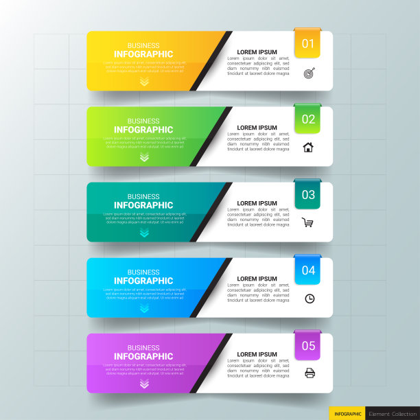 现代信息图表步骤模板与矩形横幅。图片下载