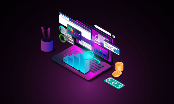 笔记本电脑技术背景图片，商业图表，数据可视化，股市走势，金融图片下载